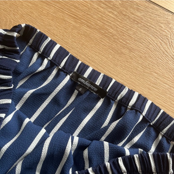 Ambiance navy and white striped romper. Size S - Picture 2 of 7
